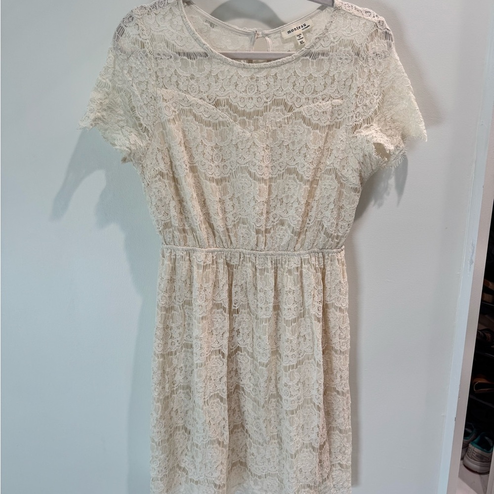 Elegant Cream Lace Mini Dress